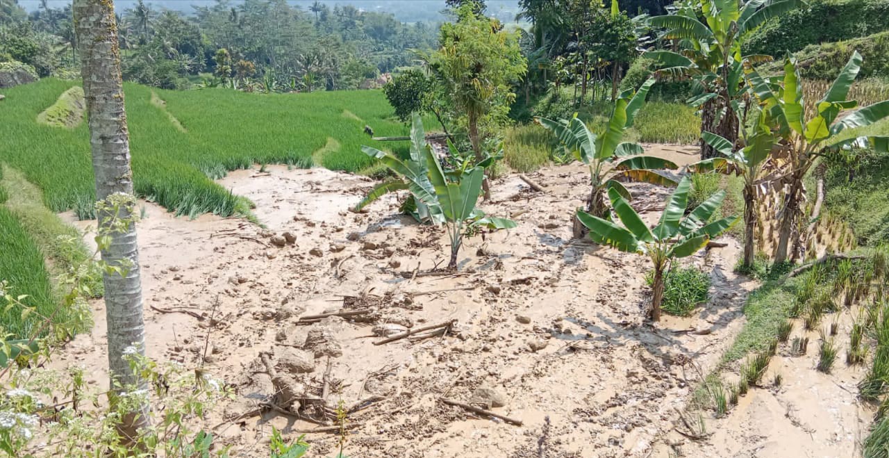 Saluran Irigasi di Cipari Cijurey Tertimbun Tanah Longsor