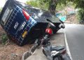 Diduga Sopir Mengantuk, Bus MGI Hantam Pohon Mahoni di Bantargadung